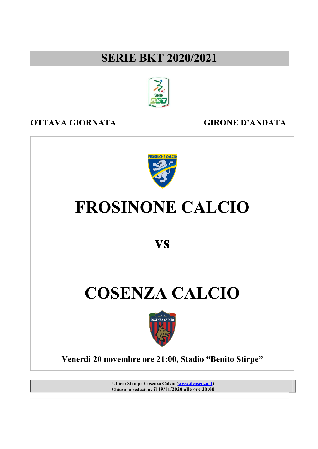 Match Program Frosinone