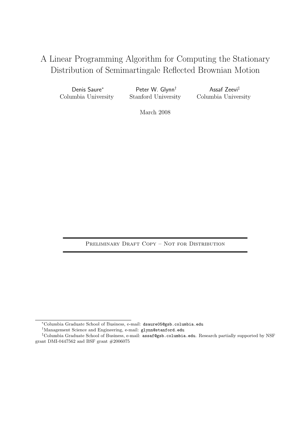 A Linear Programming Algorithm for Computing the Stationary Distribution of Semimartingale Reﬂected Brownian Motion