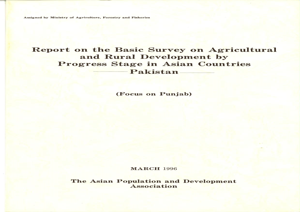 Report on the Basic Survey on Agricultural and Rural Development by Progress Stage in Asian Countries Pakistan
