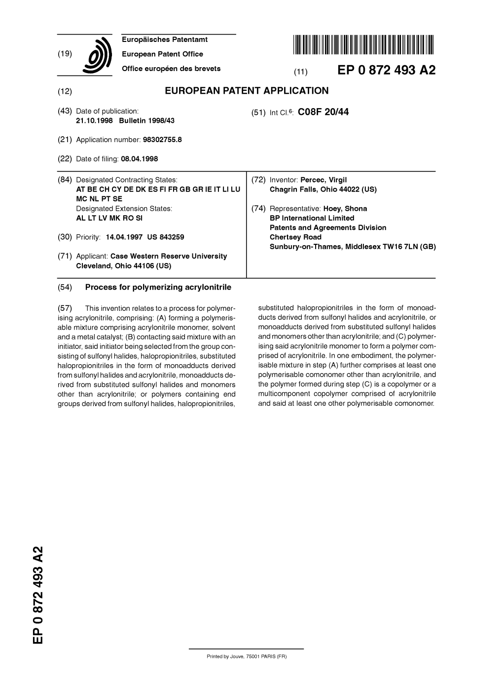 Process for Polymerizing Acrylonitrile