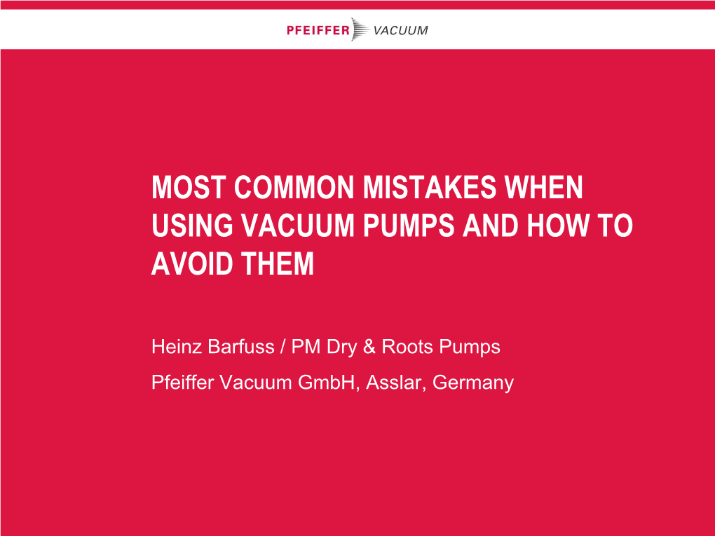 Most Common Mistakes When Using Vacuum Pumps and How to Avoid Them