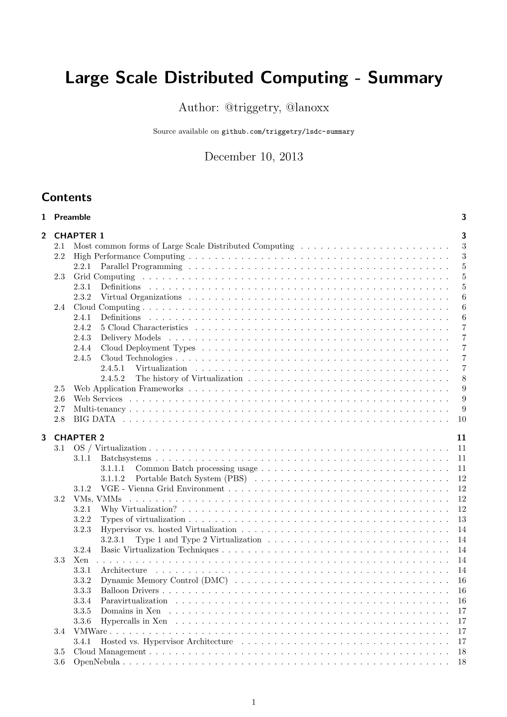 Large Scale Distributed Computing - Summary