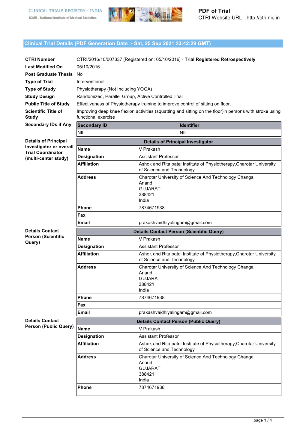 CTRI Trial Data