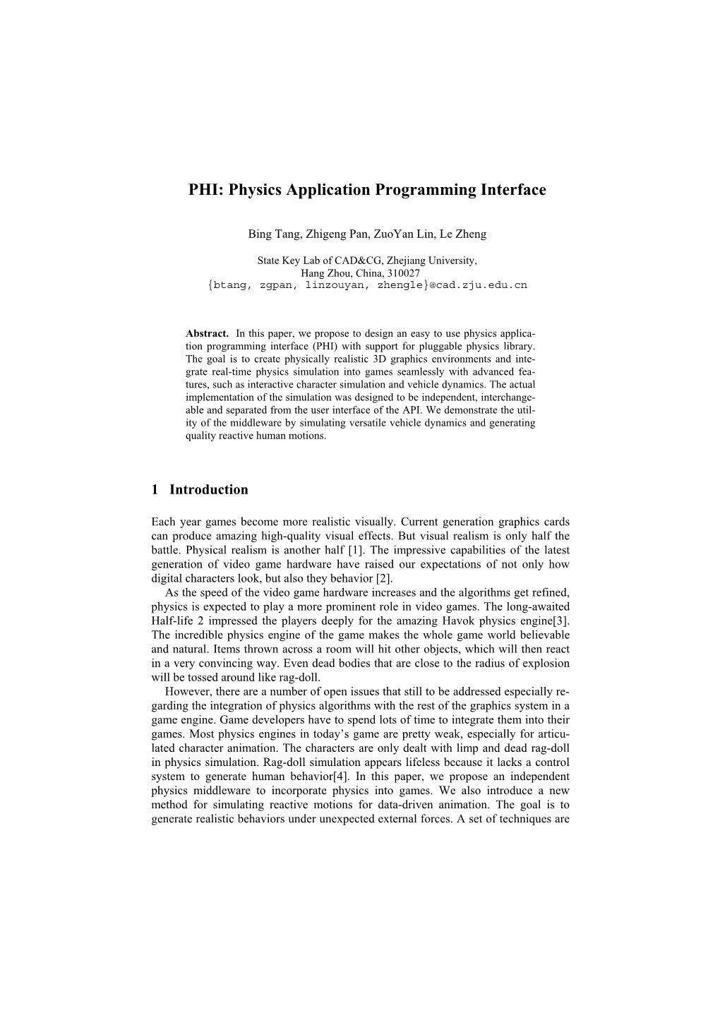 Physics Application Programming Interface