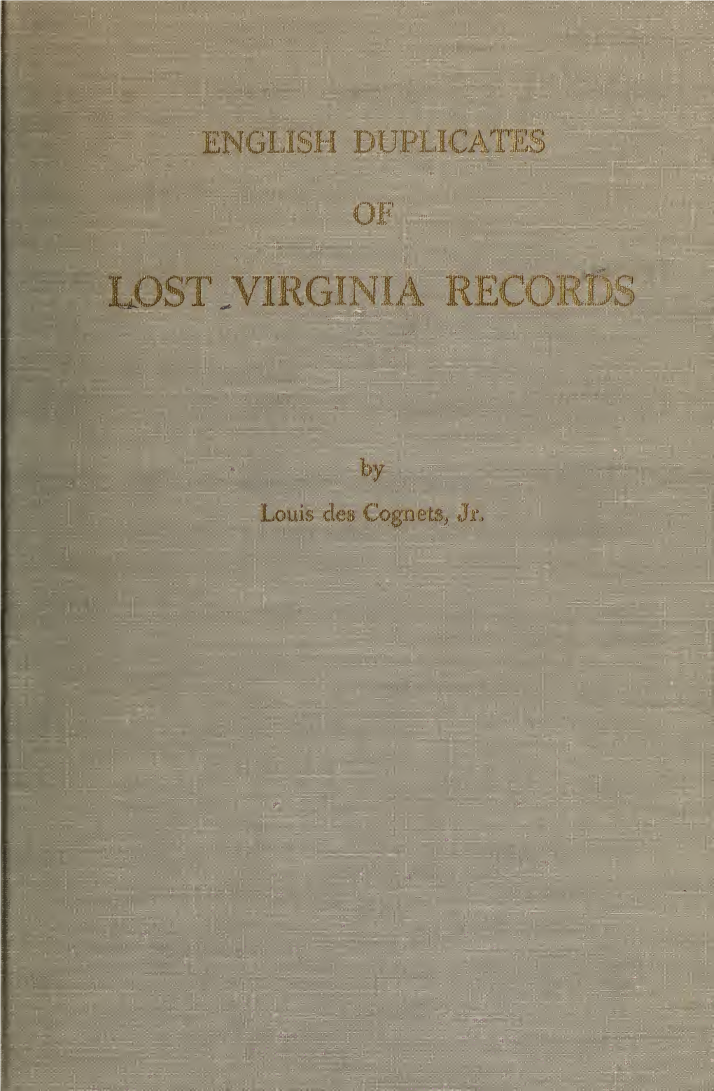 English Duplicates of Lost Virginia Records