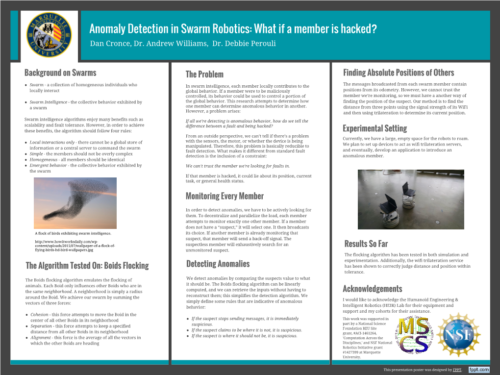 Background on Swarms the Problem the Algorithm Tested On: Boids