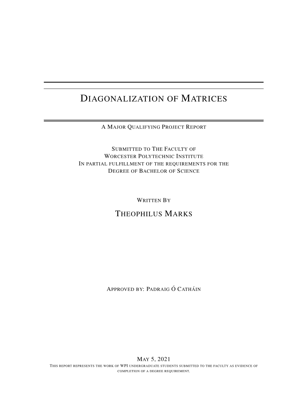 Diagonalization of Matrices