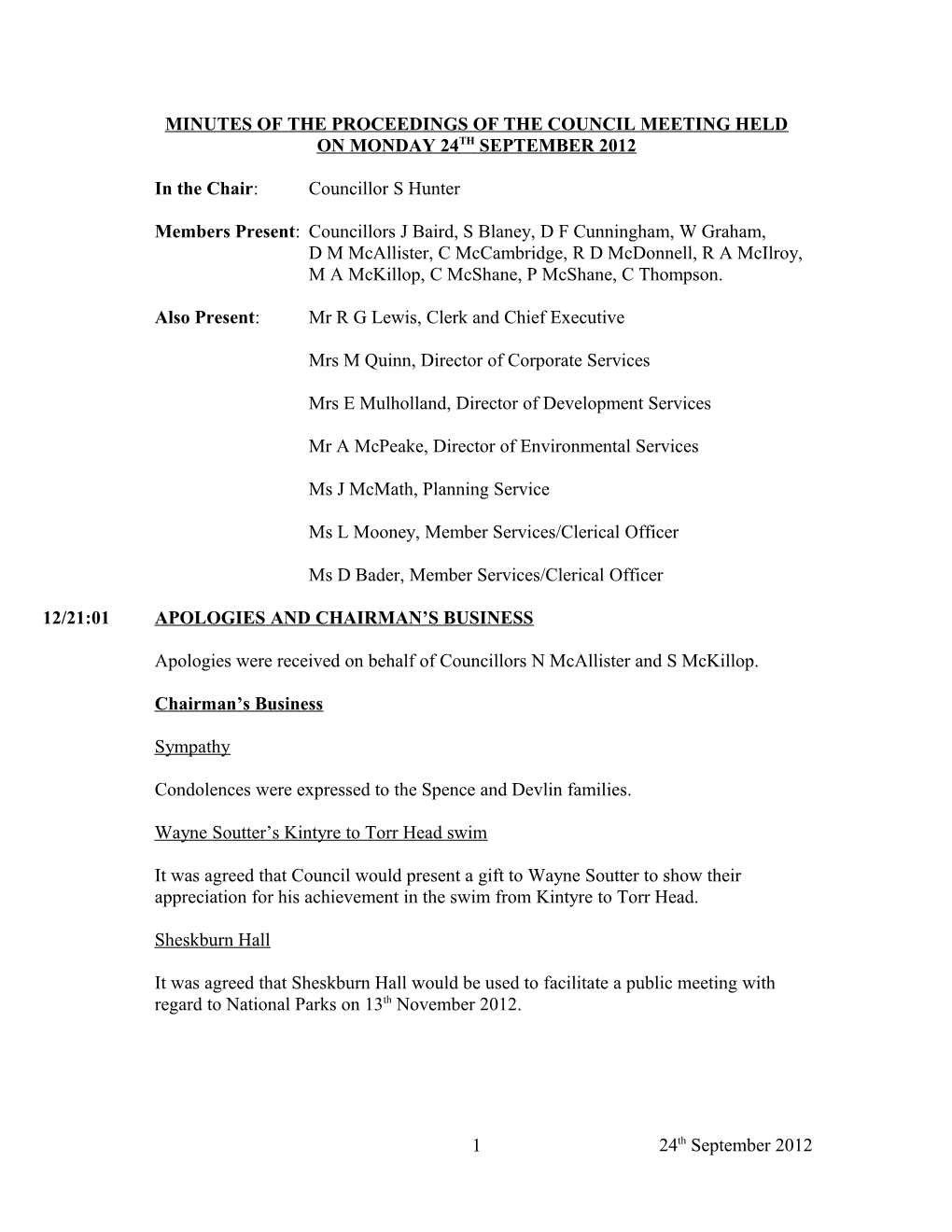 Minutes of the Proceedings of the Council Meeting Held s4