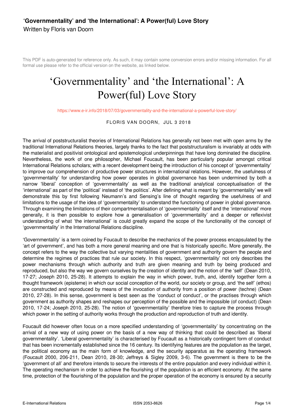 'Governmentality'