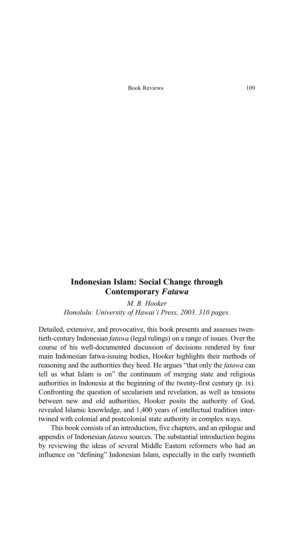 Indonesian Islam: Social Change Through Contemporary Fatawa M