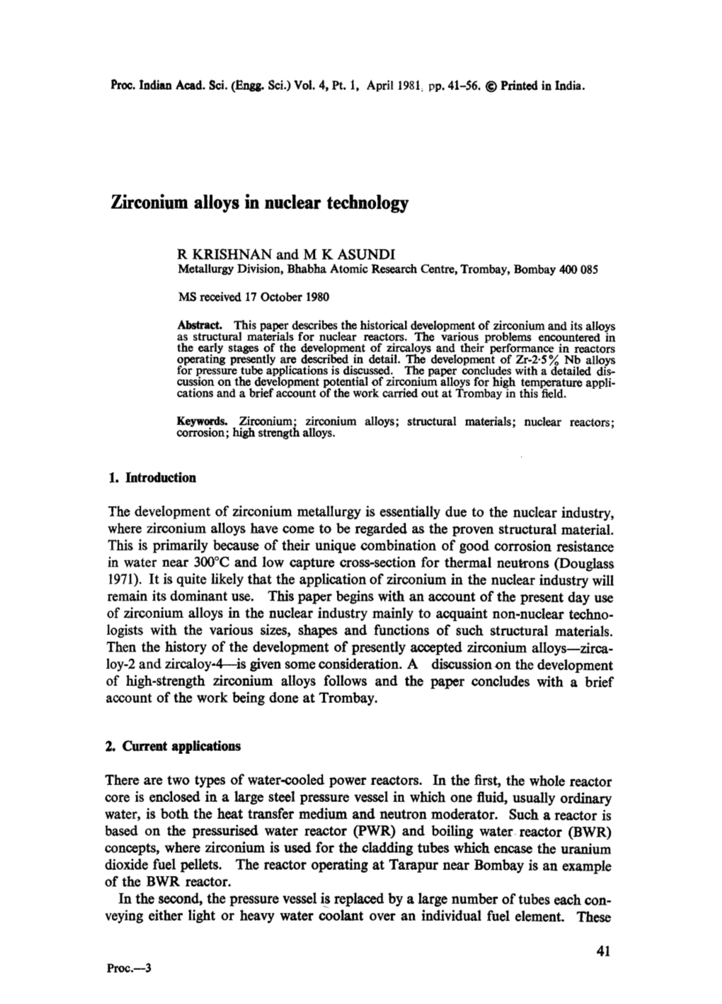 Zirconium Alloys in Nuclear Technology