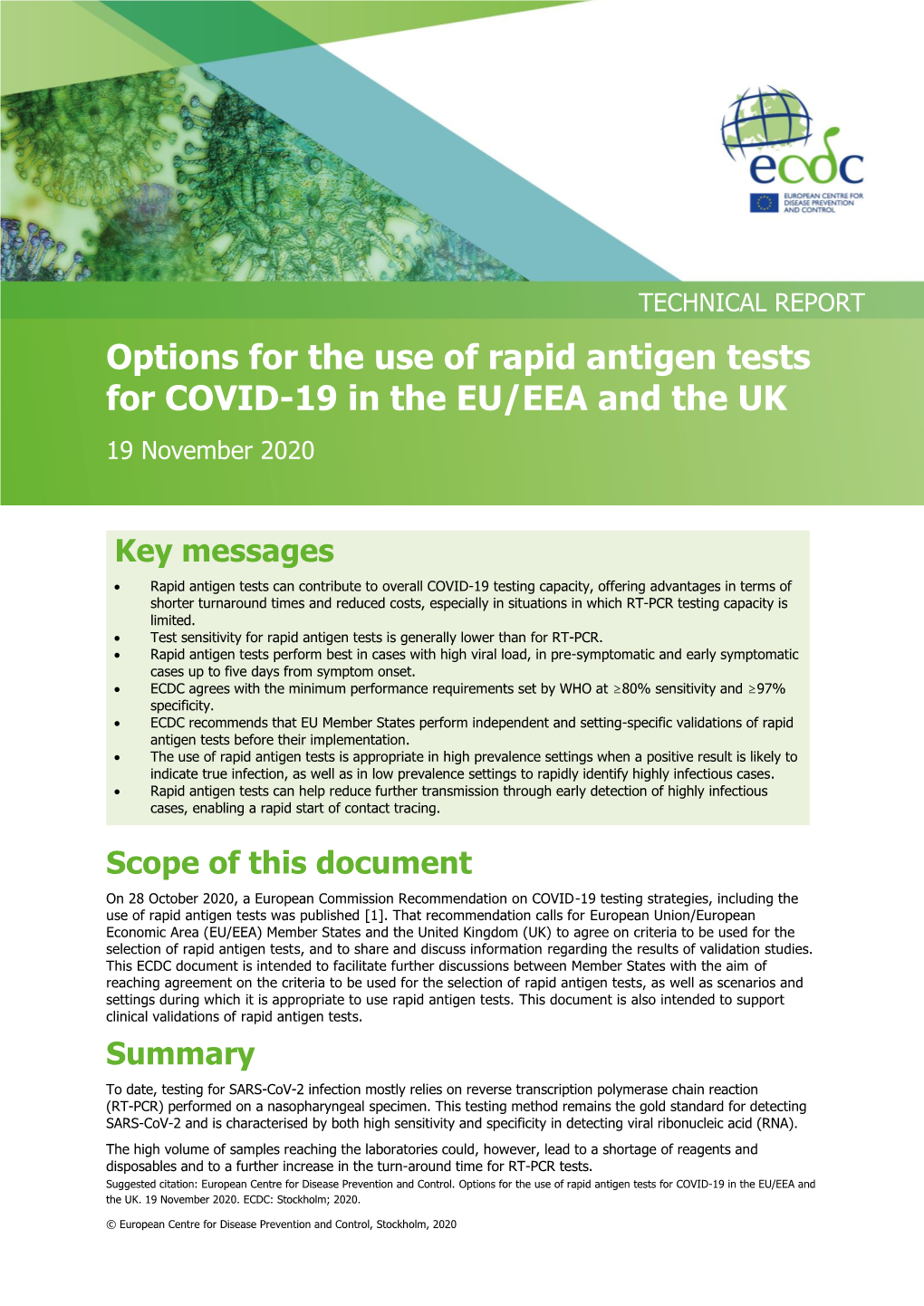 Options for the Use of Rapid Antigen Tests for COVID-19 JD