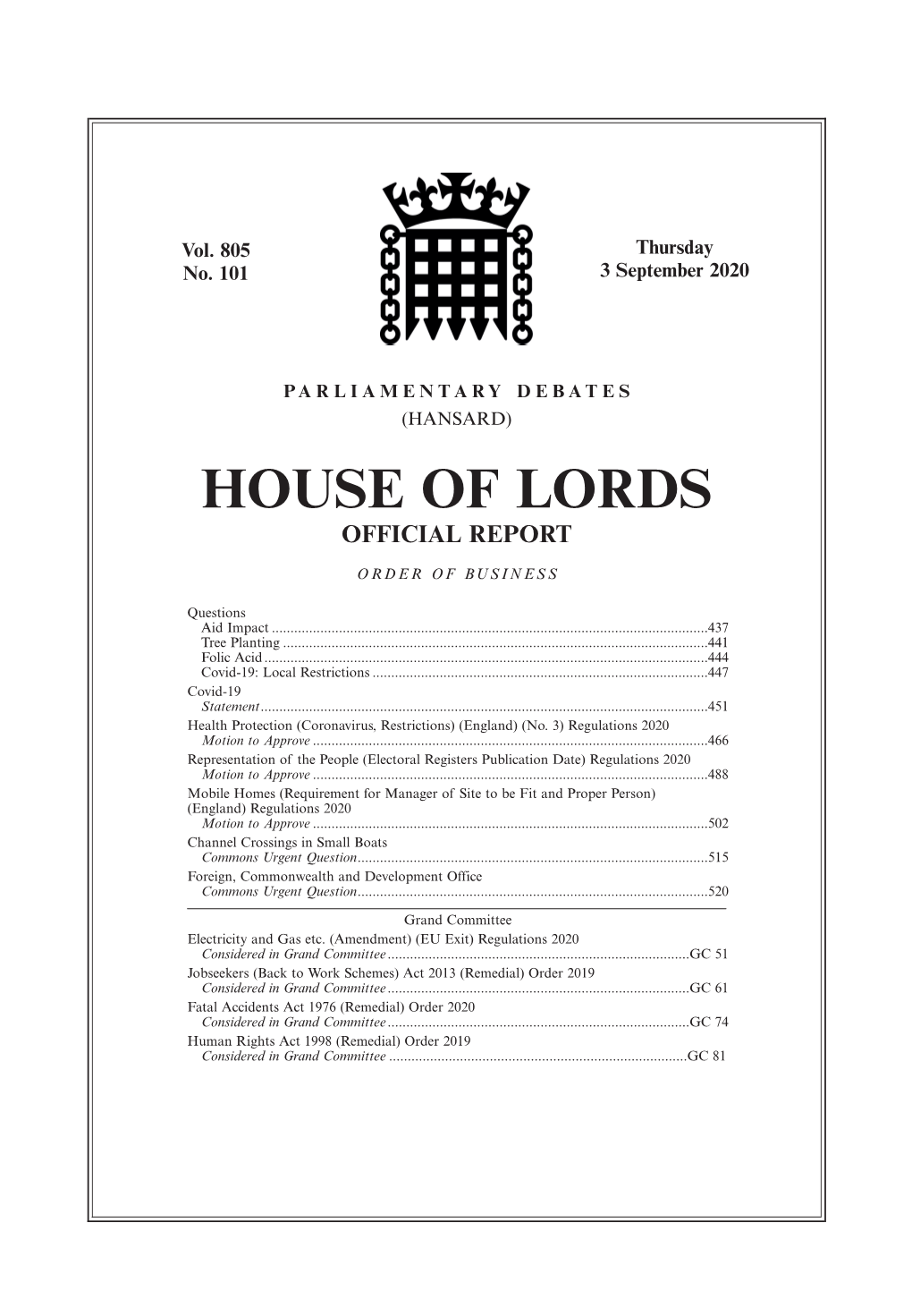 House of Lords Official Report