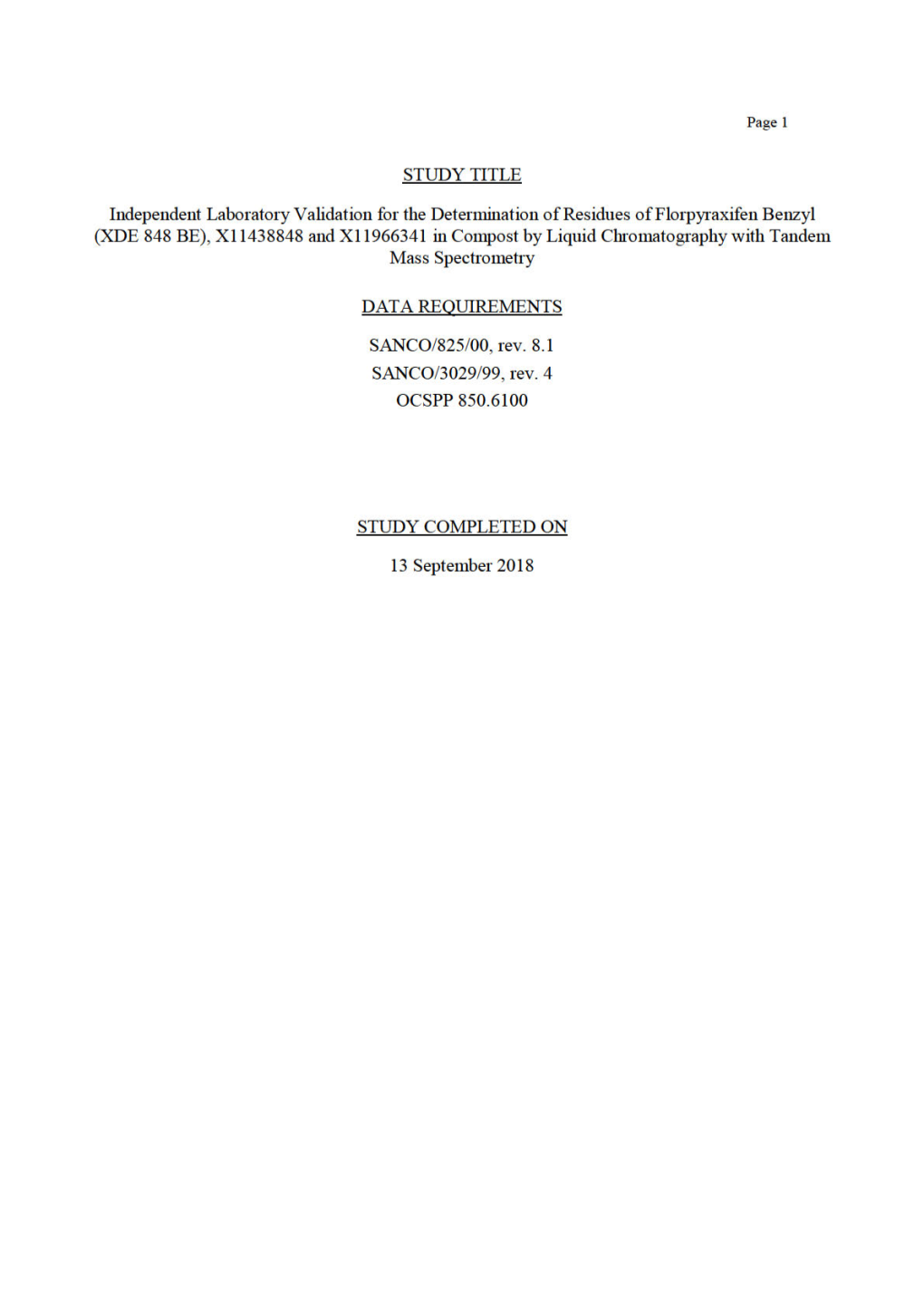 Florpyrauxifen-Benzyl & Degradates in Compost