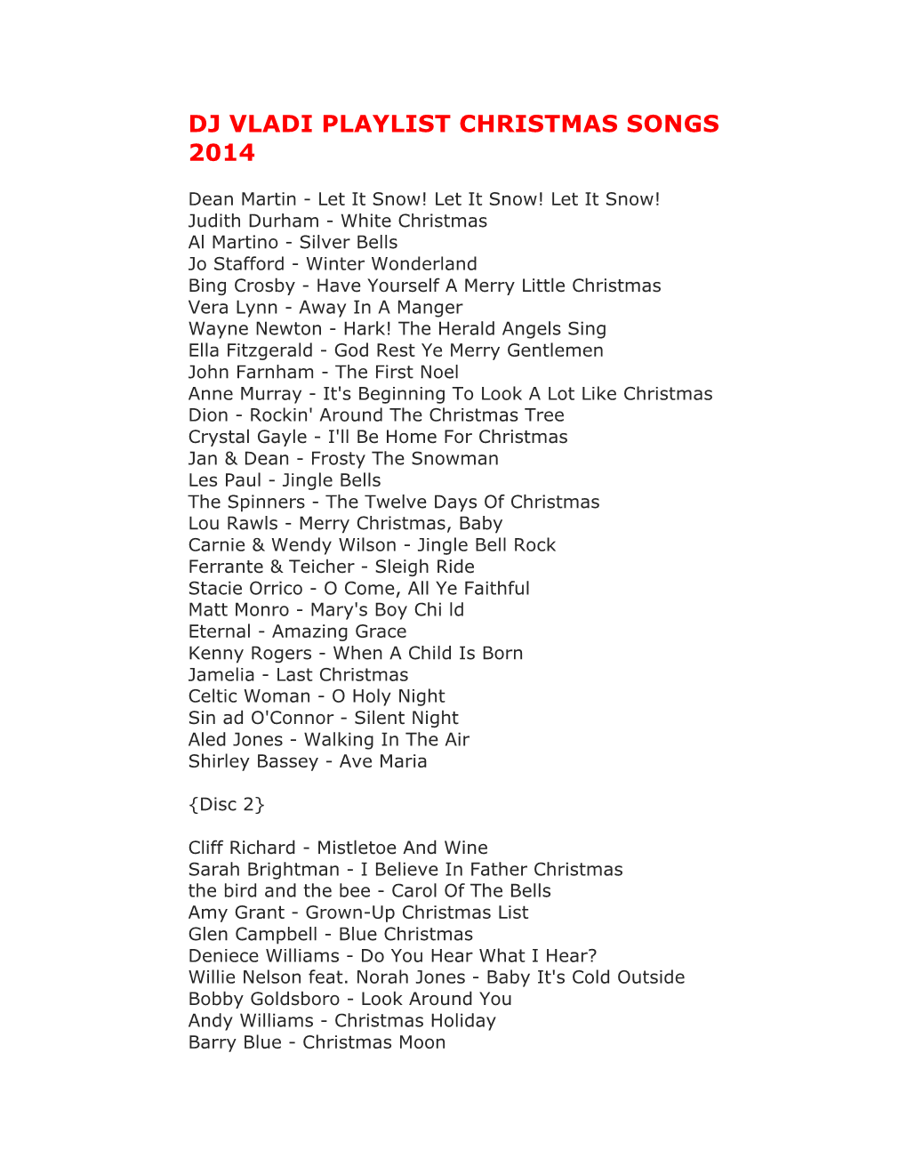 Dj Vladi Playlist Christmas Songs 2014