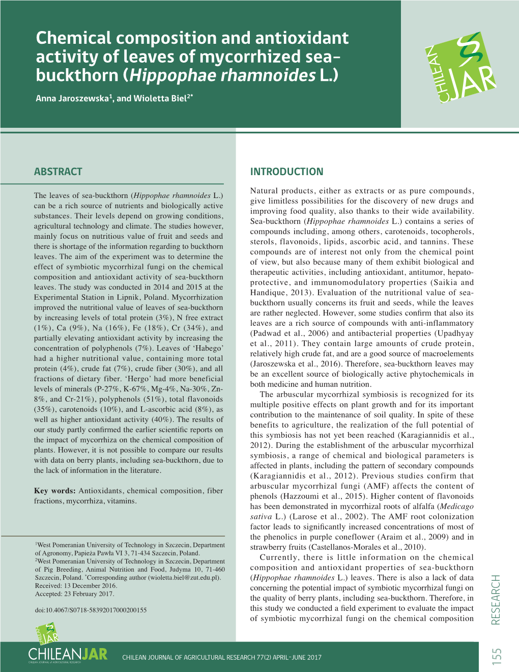 Chemical Composition and Antioxidant Activity of Leaves of Mycorrhized