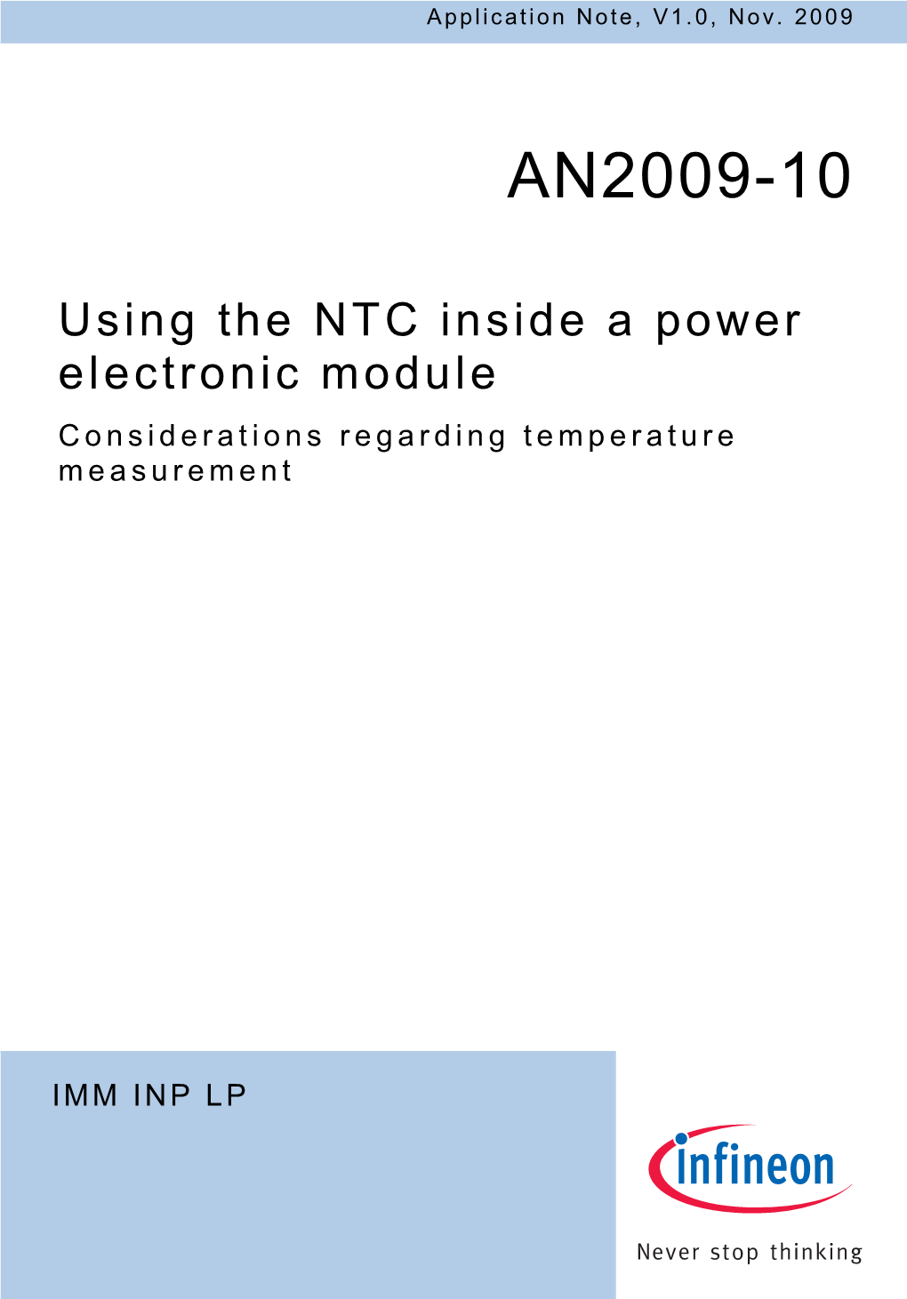 Using the NTC Inside a Power Electronic Module Considerations Regarding Temperature Measurement