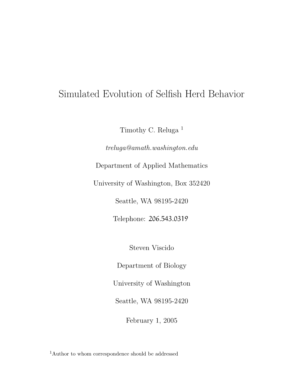 Simulated Evolution of Selfish Herd Behavior