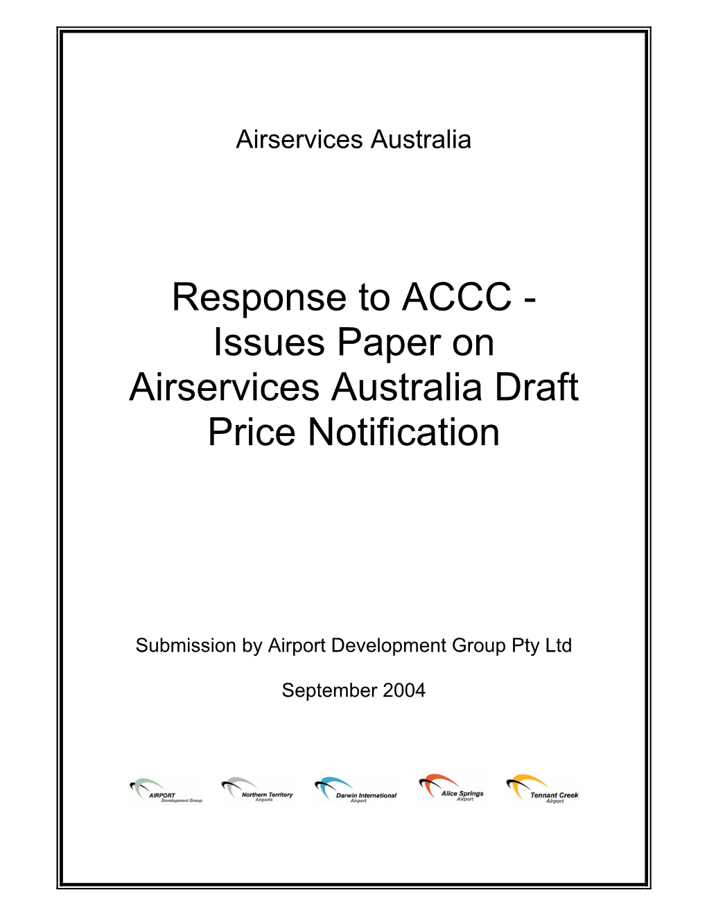 Issues Paper on Airservices Australia Draft Price Notification