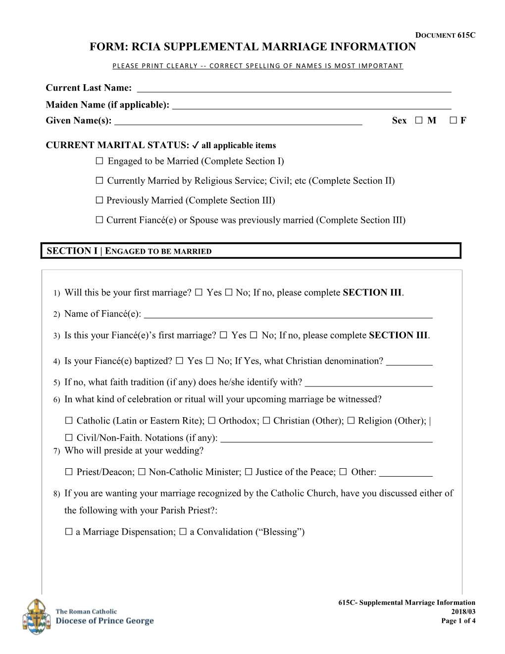 Form: Rcia Supplemental Marriage Information