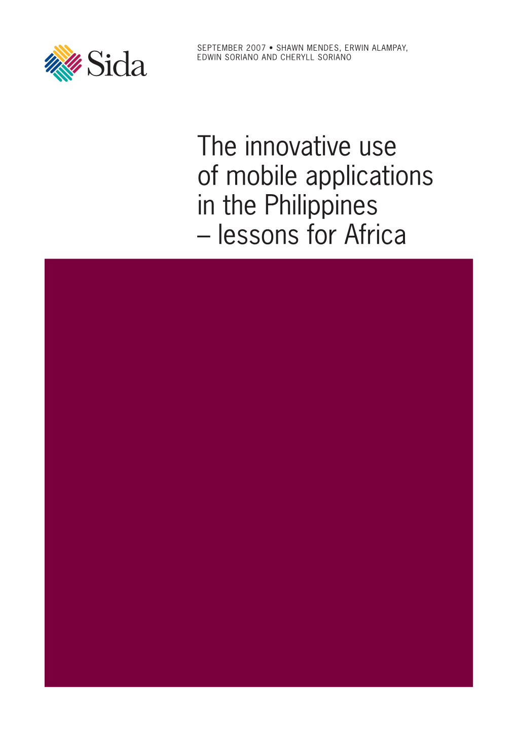 The Innovative Use of Mobile Applications in the Philippines – Lessons for Africa