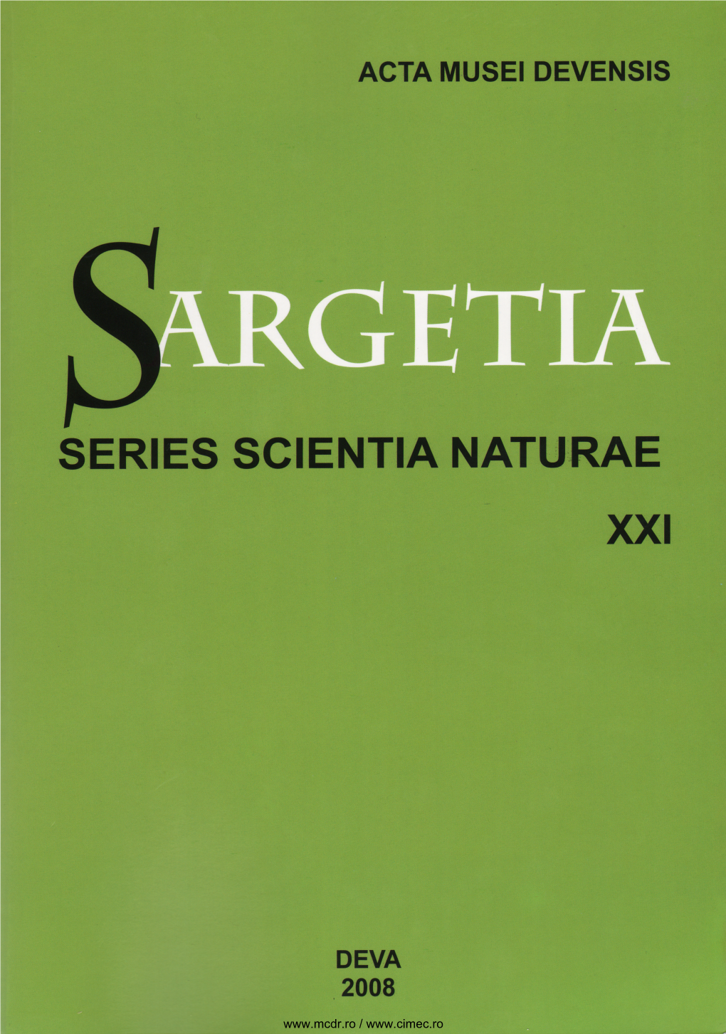 Sargetia Series Scientia Naturae