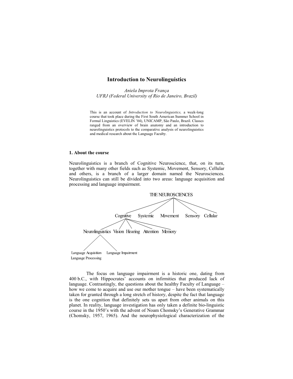 Introduction to Neurolinguistics