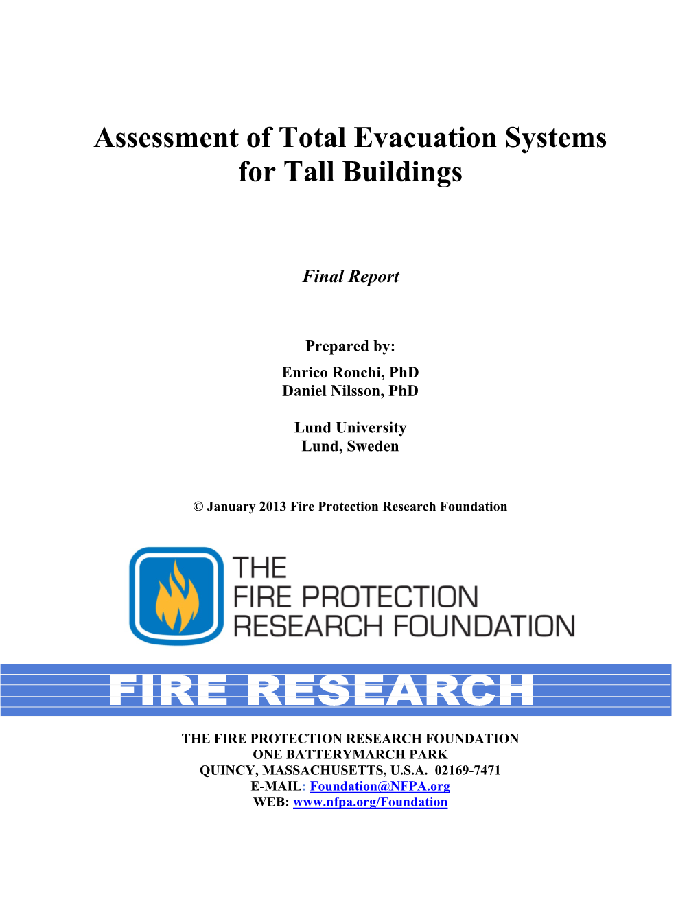 Assessment of Total Evacuation Systems for Tall Buildings