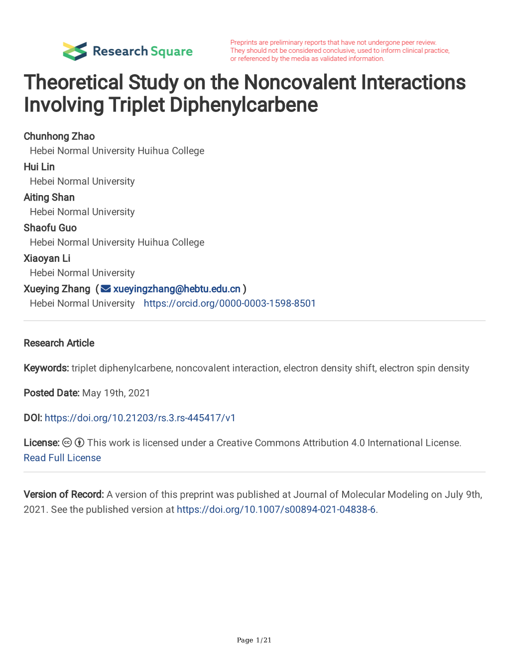 Theoretical Study on the Noncovalent Interactions Involving Triplet Diphenylcarbene