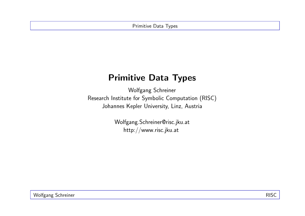 Primitive Data Types