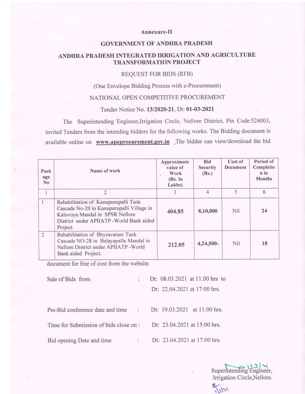 2 Works Contract Notice