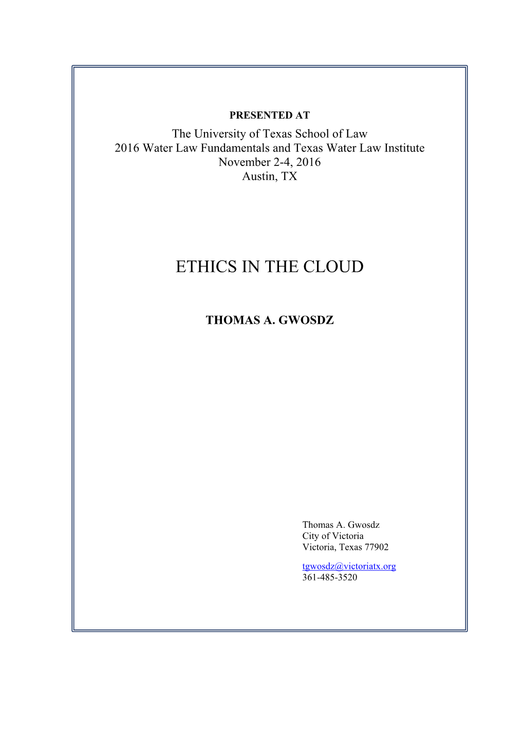 Ethics in the Cloud