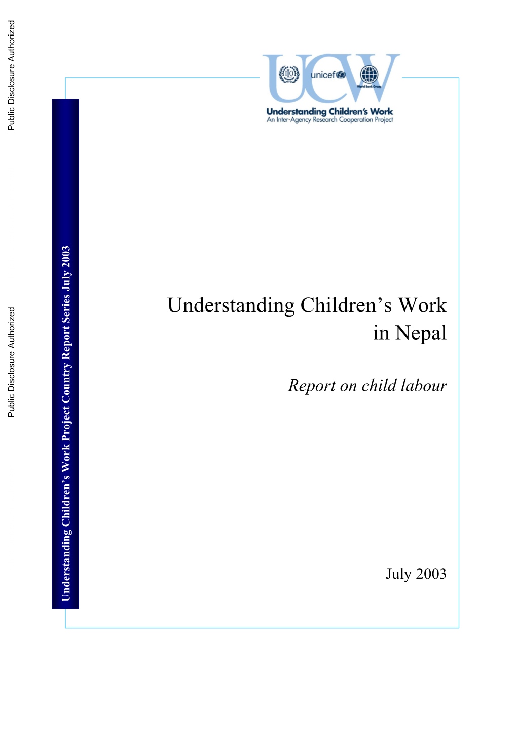 Understanding Children‟S Work in Nepal