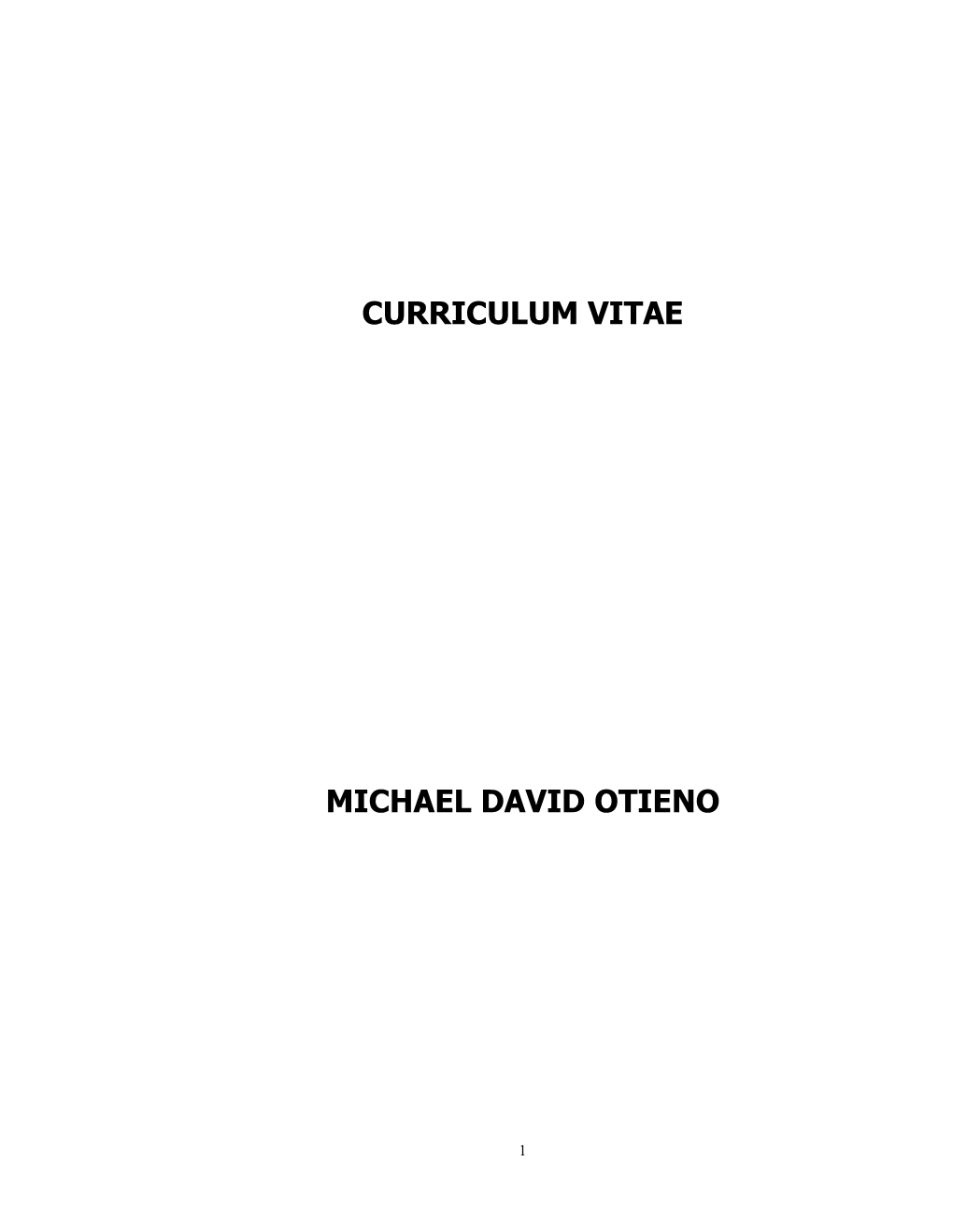 Curriculum Vitae Michael David Otieno