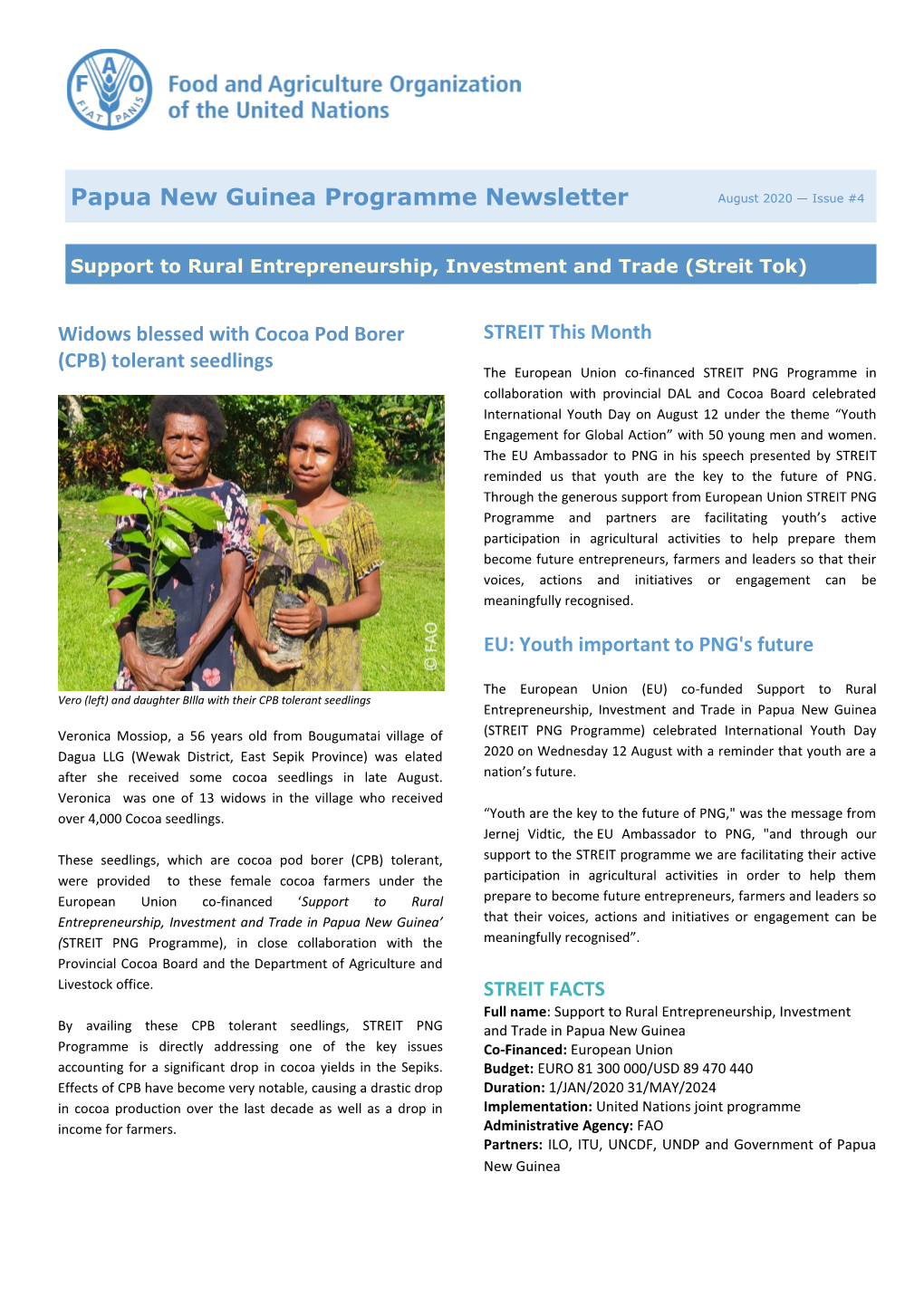 Papua New Guinea Programme Newsletter, August 2020