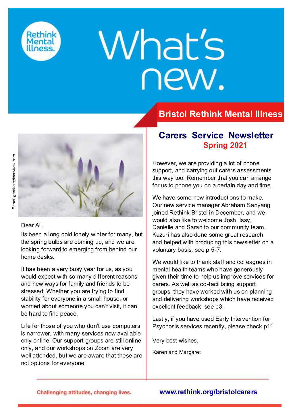 Bristol Rethink Mental Illness Carers Service Newsletter