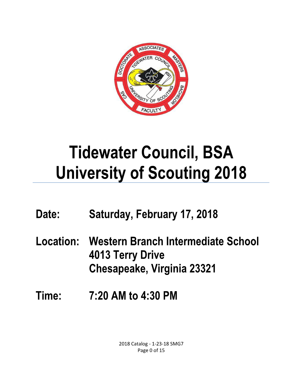 Tidewater Council, BSA University of Scouting 2018