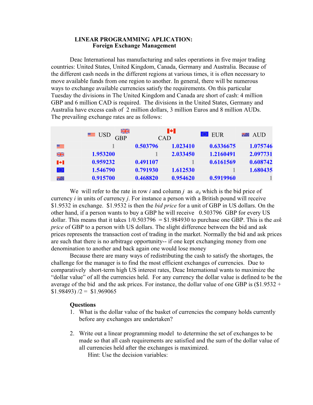 Foreign Exchange Management