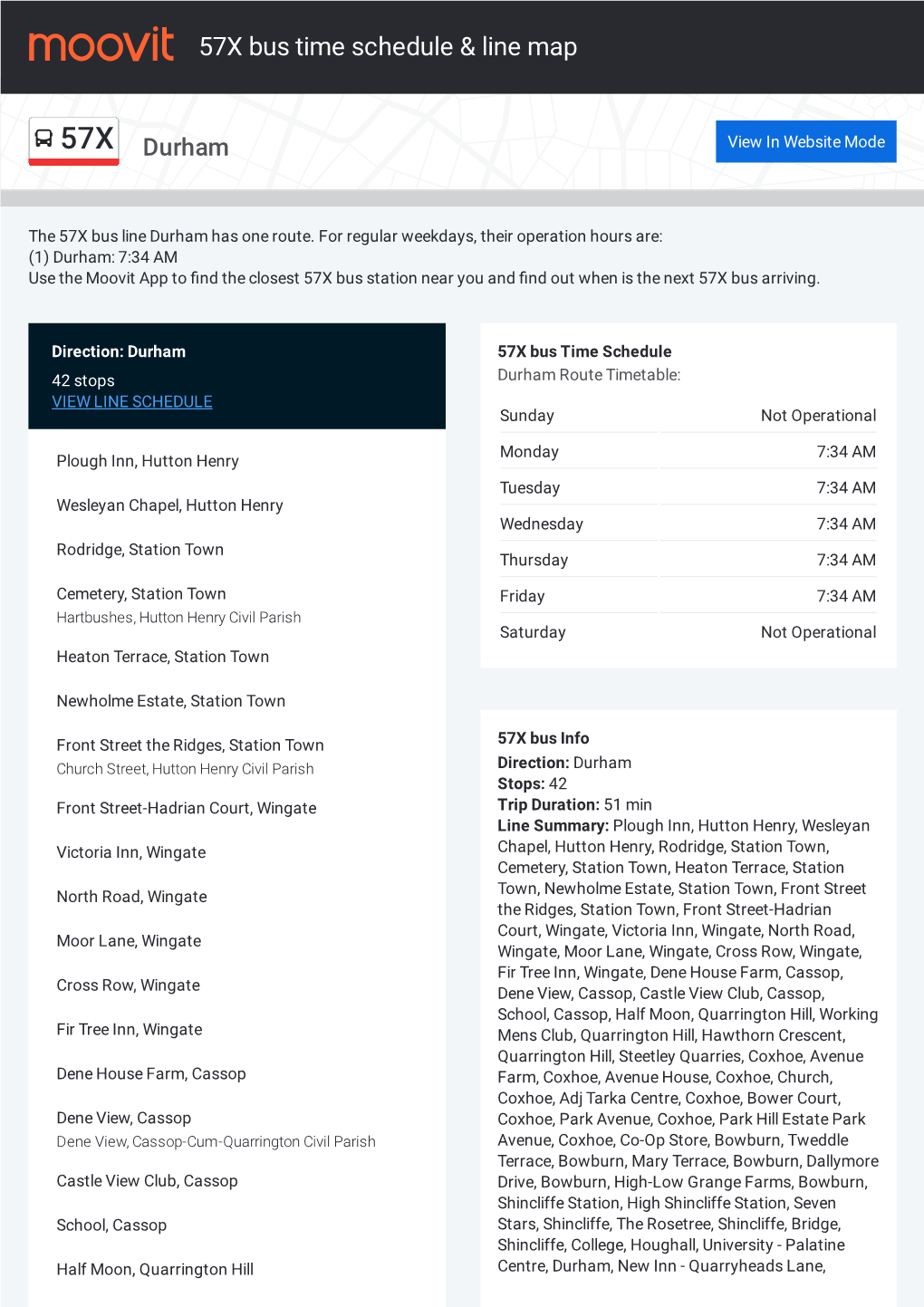 57X Bus Time Schedule & Line Route