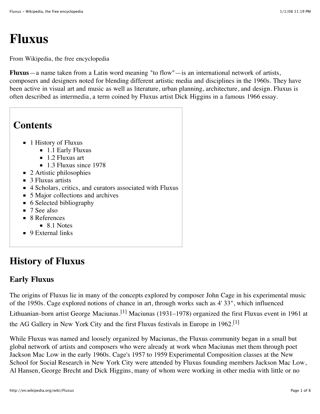 Fluxus - Wikipedia, the Free Encyclopedia 1/1/08 11:19 PM