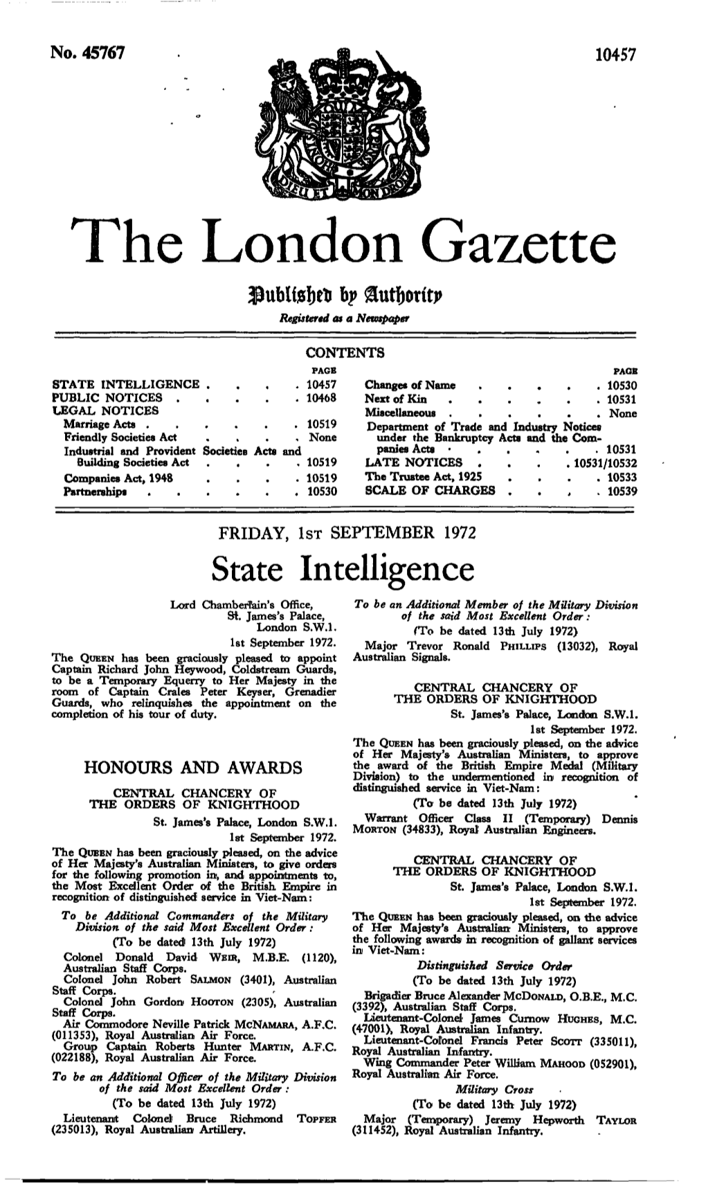 The London Gazette ®Utf)Orit)> Registered at a Newspaper