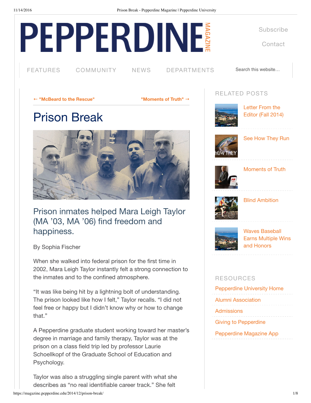 Prison Break - Pepperdine Magazine | Pepperdine University