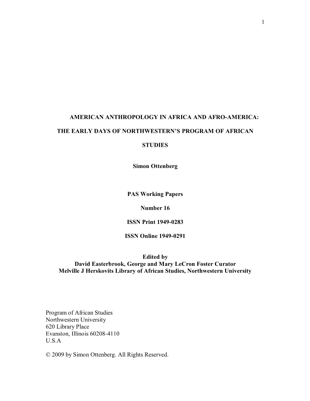 1 American Anthropology in Africa and Afro-America