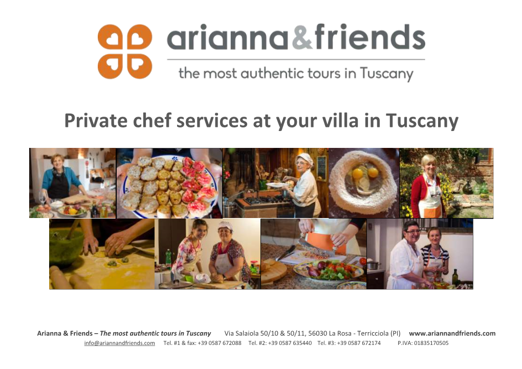 Private Chef Services at Your Villa in Tuscany