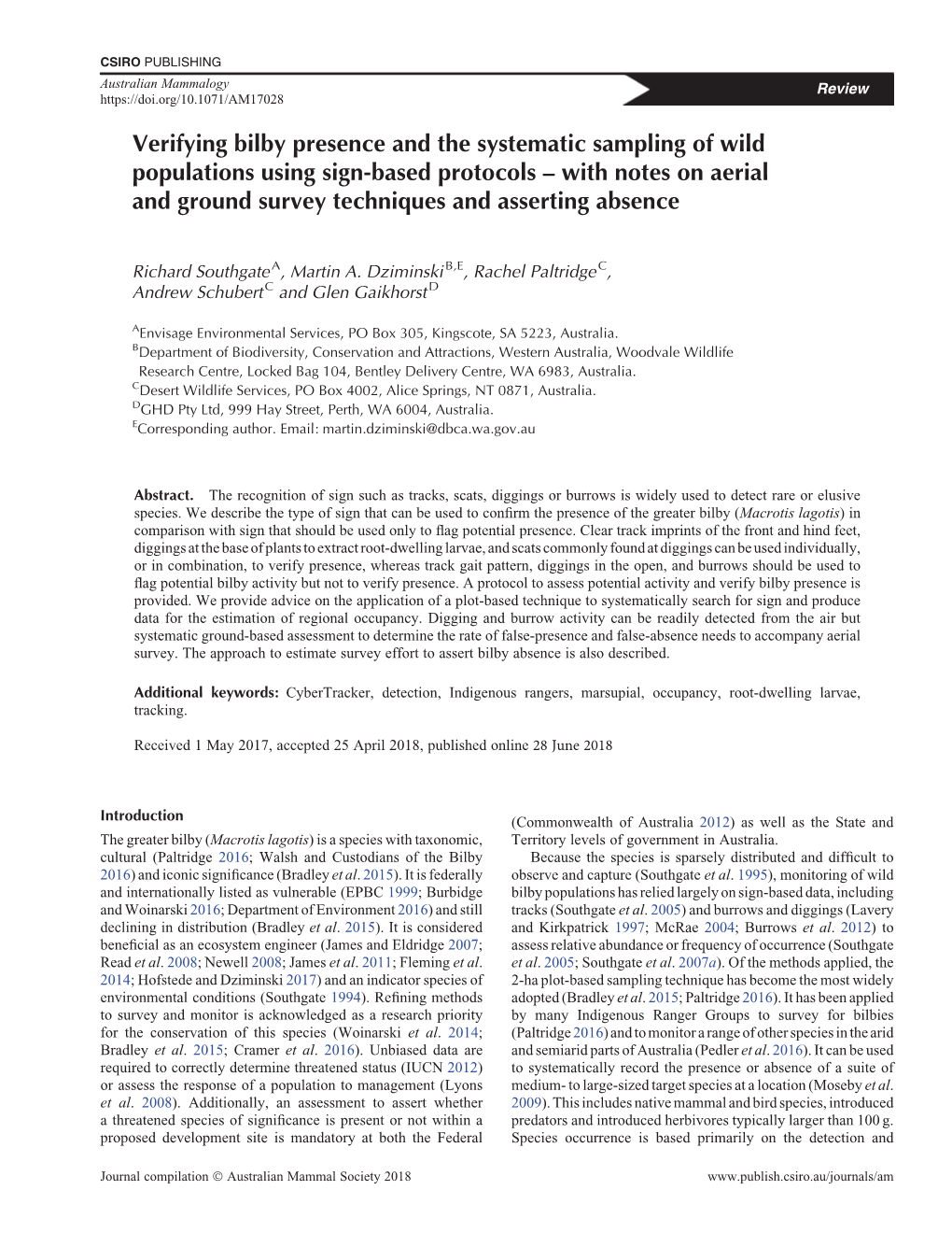 Verifying Bilby Presence and the Systematic