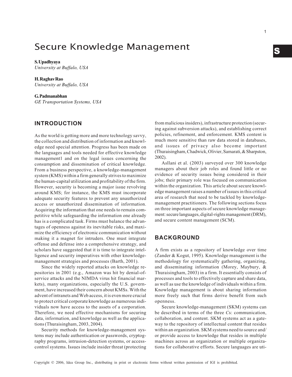 S Secure Knowledge Management