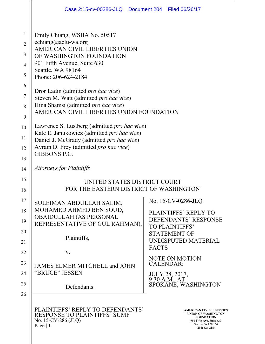 Case 2:15-Cv-00286-JLQ Document 204 Filed 06/26/17