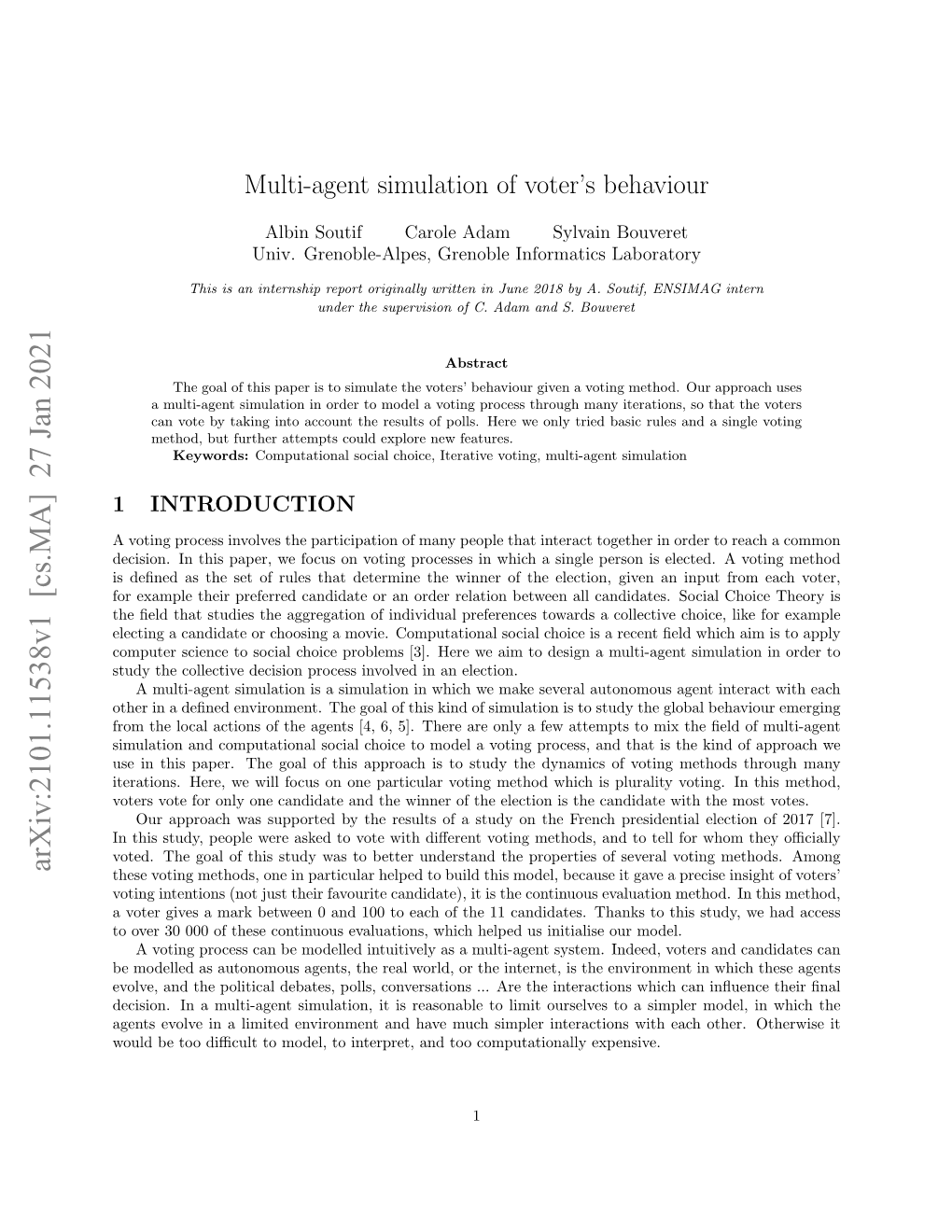 Multi-Agent Simulation of Voter's Behaviour