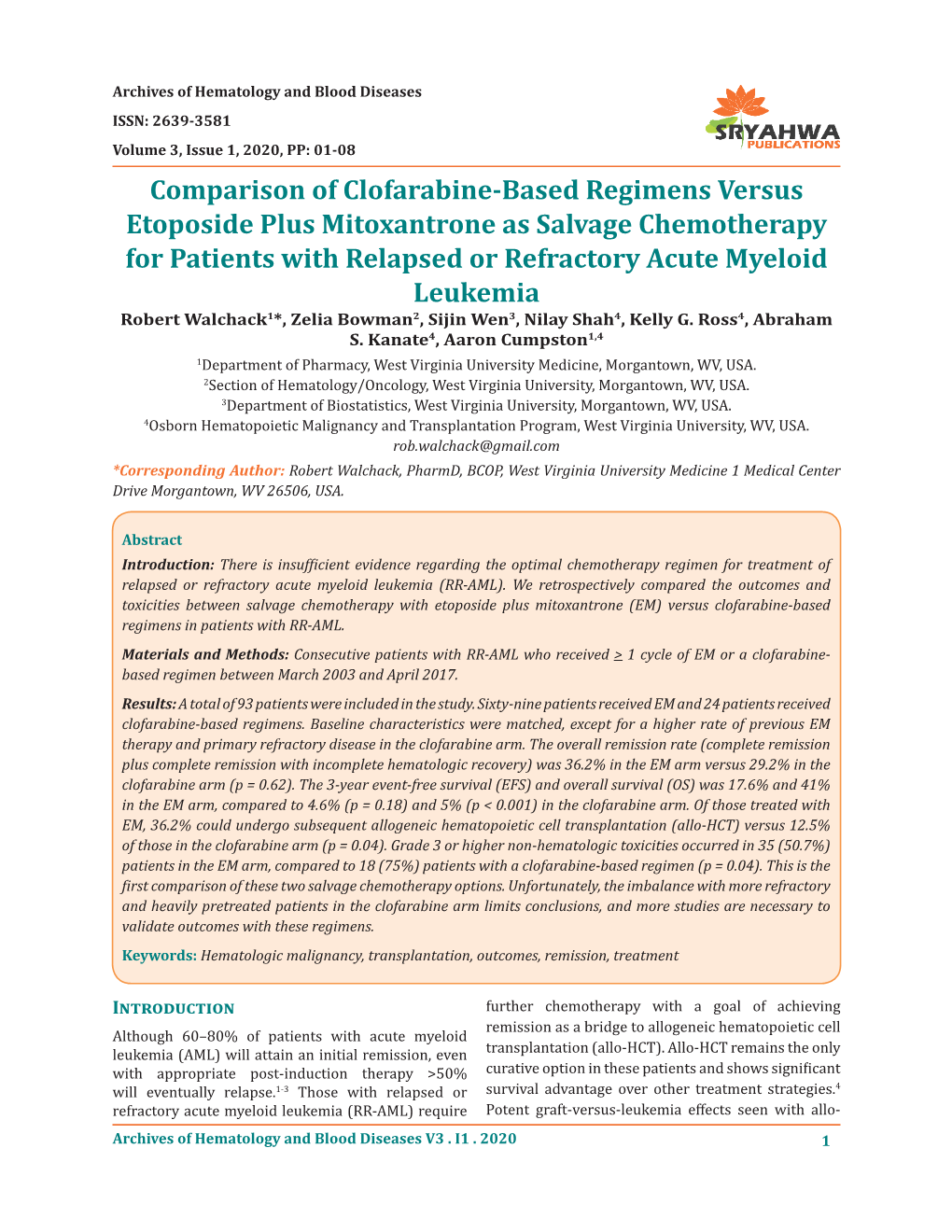 Comparison of Clofarabine-Based Regimens Versus Etoposide Plus