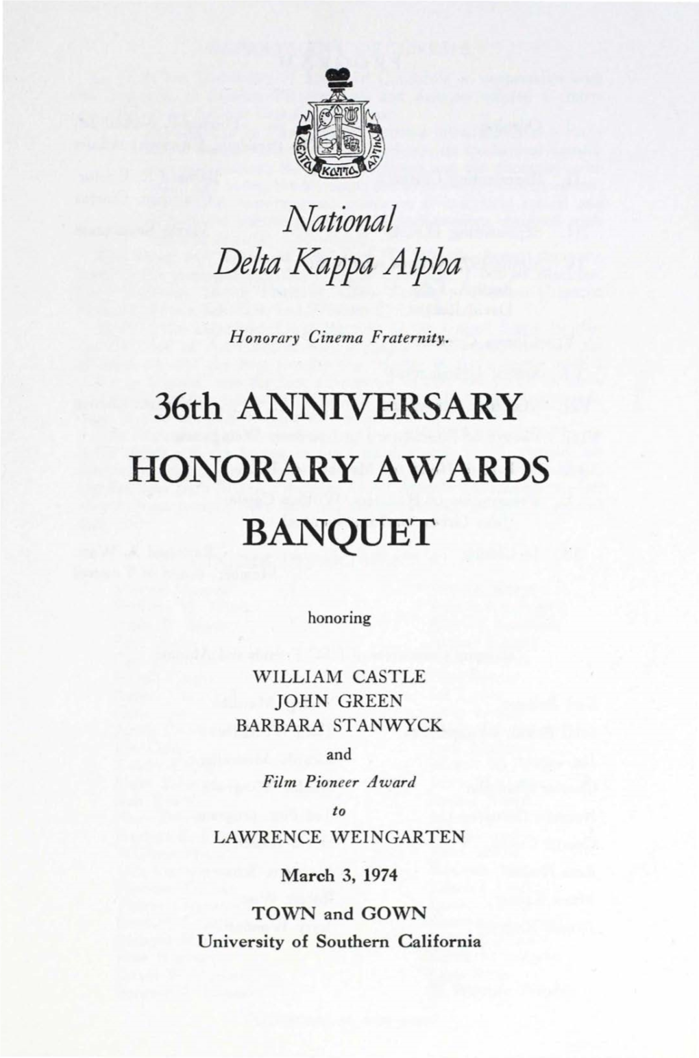 36Th ANNIVERSARY HONORARY AWARDS BANQUET